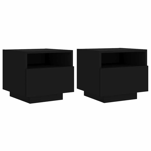 Schwarzer Nachttisch mit LED-Beleuchtung Scumpita 40x39x37cm (2 Stück)