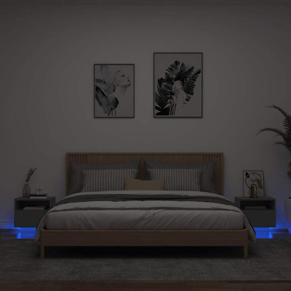 Schwarzer Nachttisch mit LED-Beleuchtung Scumpita 40x39x37cm (2 Stück)