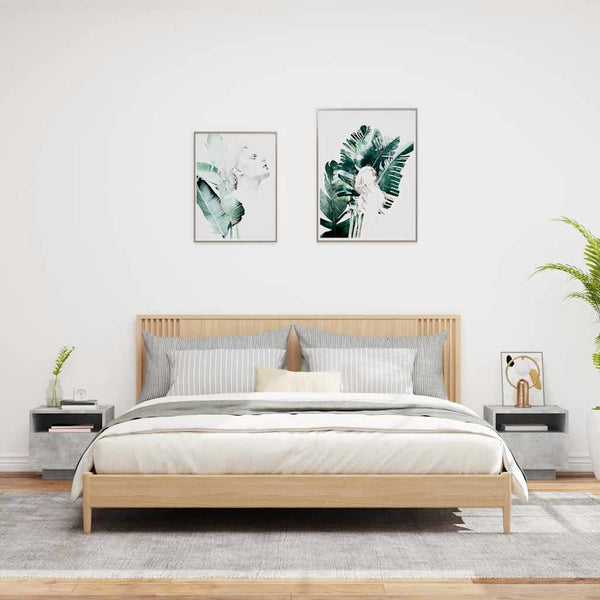 Nachtkommode aus betongrauem Holz mit LED-Beleuchtung Scumpita 40x39x37cm (2 Stück)