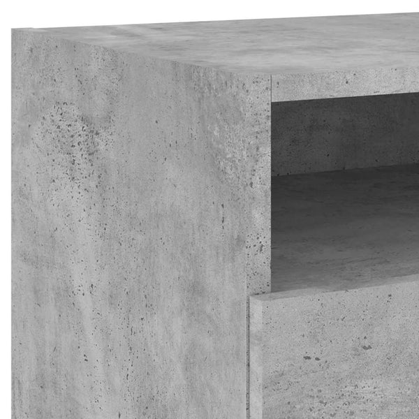 Nachtkommode aus betongrauem Holz mit LED-Beleuchtung Scumpita 40x39x37cm (2 Stück)