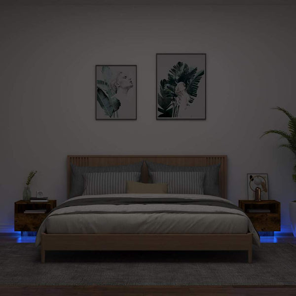 Nachttisch Savutammi mit LED-Beleuchtung Scumpita 40x39x37cm (2 Stück)
