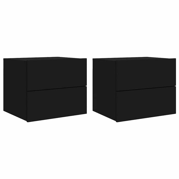 Schwarze wandmontierte Nachttische mit LED-Beleuchtung Salahedin (2 Stk.)