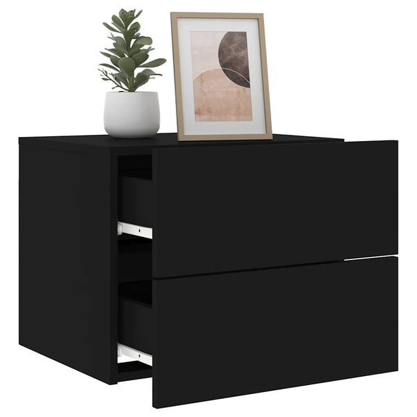 Schwarze wandmontierte Nachttische mit LED-Beleuchtung Salahedin (2 Stk.)