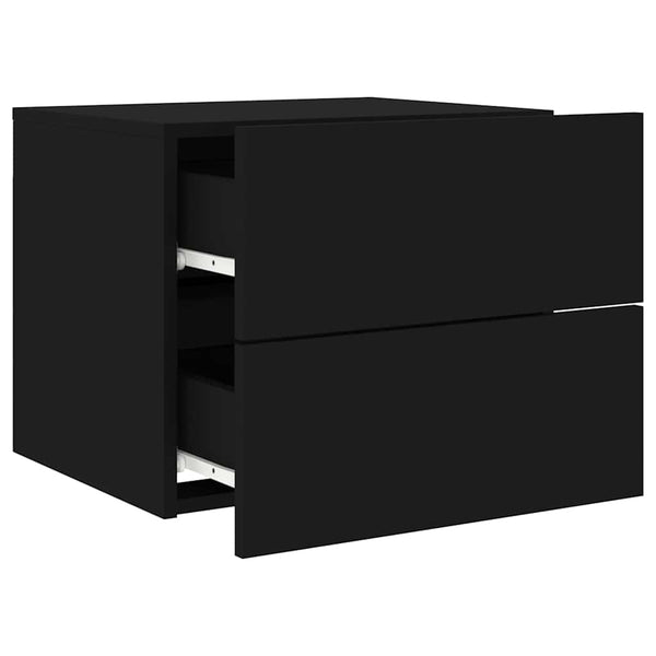 Schwarze wandmontierte Nachttische mit LED-Beleuchtung Salahedin (2 Stk.)