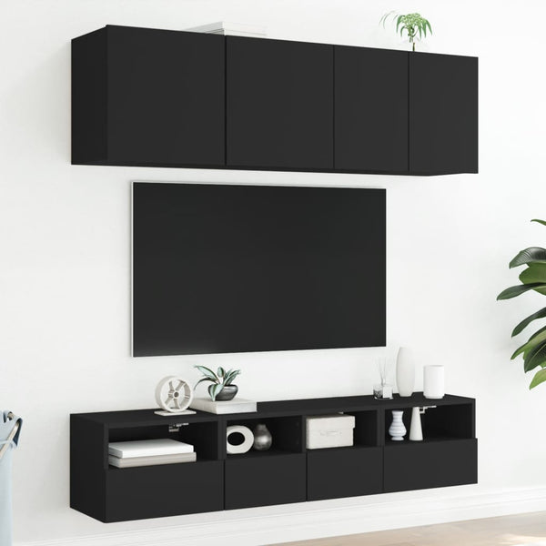 Musta tv-seinäkaapit Iuven 40x30x30cm (2 kpl puinen)
