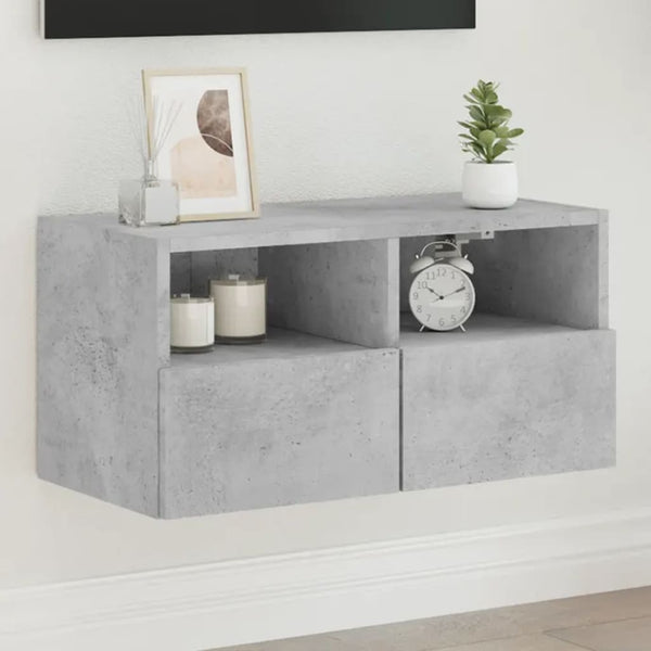 Betongrauer TV-Wandschrank Iuven 60x30x30cm (Holz)