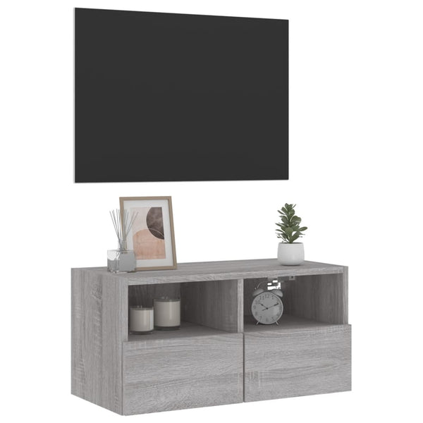 Grauer TV-Wandschrank Iuven 60x30x30cm (Holz)