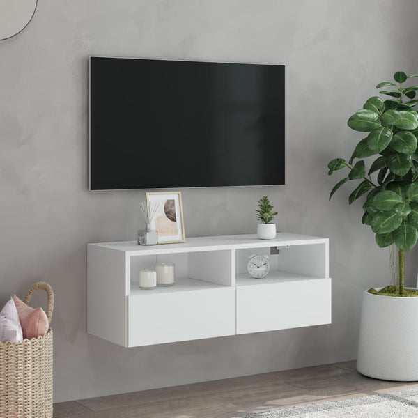Valkoinen tv-seinäkaappi Iuven 80x30x30cm (puinen)