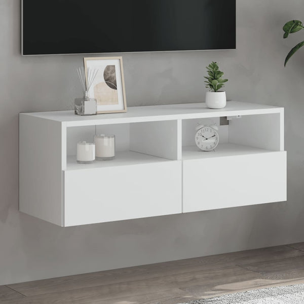 Valkoinen tv-seinäkaappi Iuven 80x30x30cm (puinen)