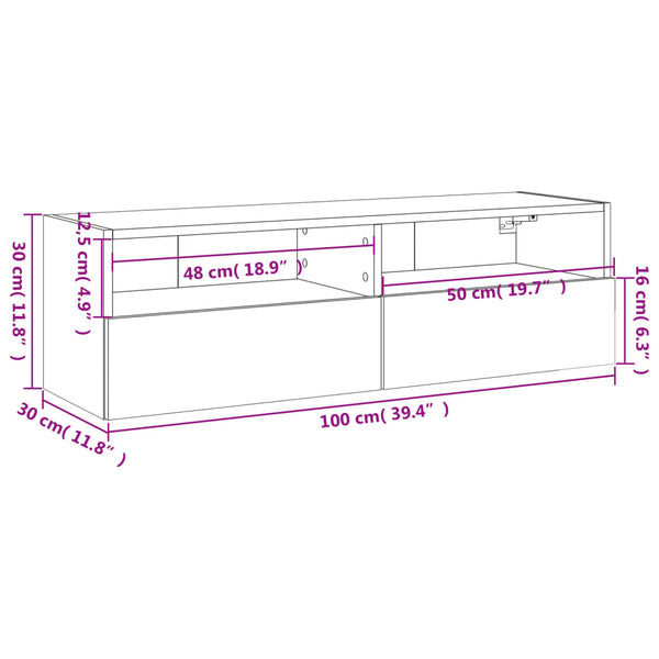Weißer TV-Wandschrank Iuven 100x30x30cm (Holz)