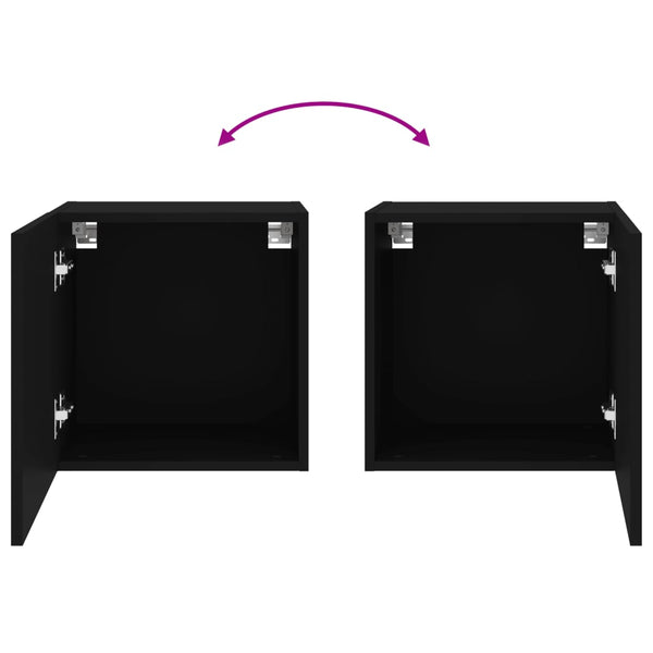 Schwarze TV-Wandschränke Proca 40,5x30x40cm (2 Stück, Holz)