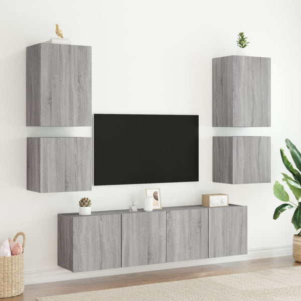 Graue TV-Wandschränke Proca 40,5x30x40cm (2 Stk., Sonoma, Holz)