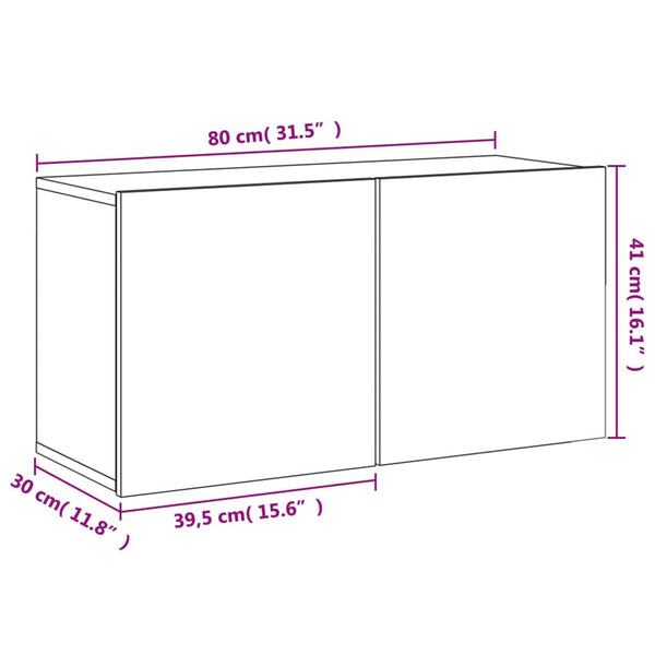 TV-Schrank Betongrau wandmontiert Kincsnicom 80x30x41cm