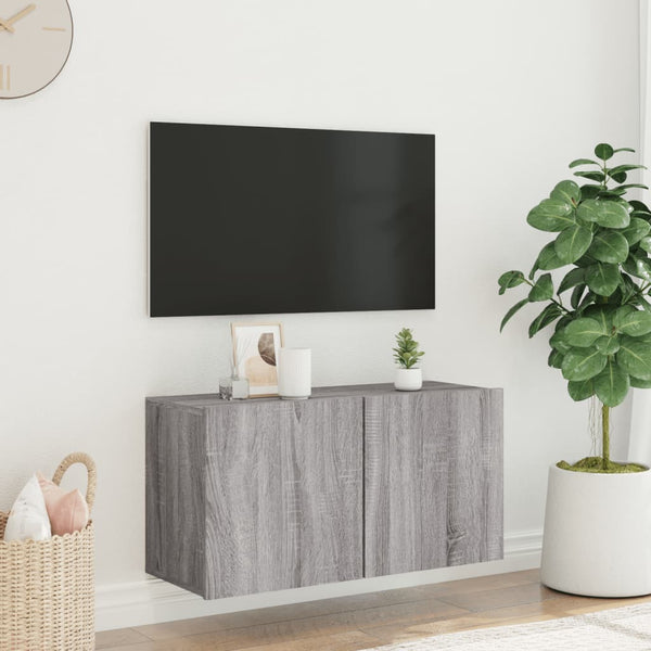 Harmaa tv-kaappi seinäkiinnitettävä Kincsnicom 80x30x41cm