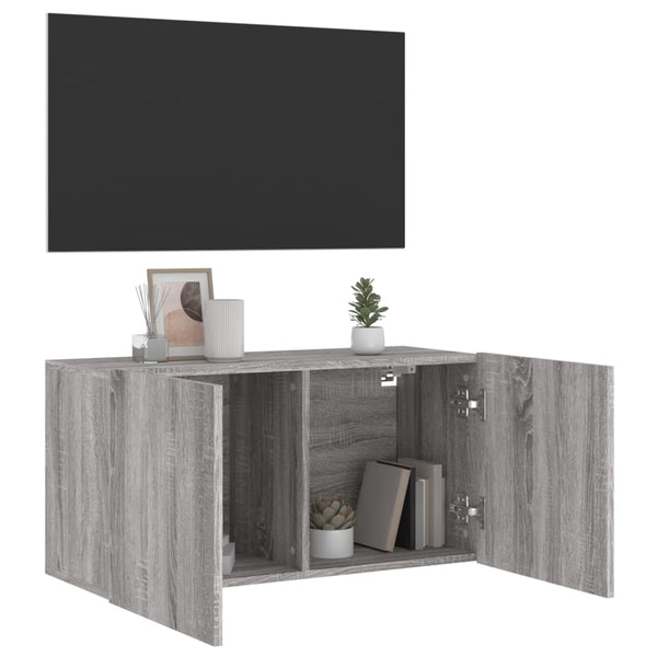 Harmaa tv-kaappi seinäkiinnitettävä Kincsnicom 80x30x41cm