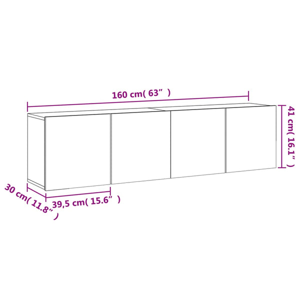 Grauer TV-Schrank zur Wandmontage Kincsnicom 80x30x41cm (2 Stück)