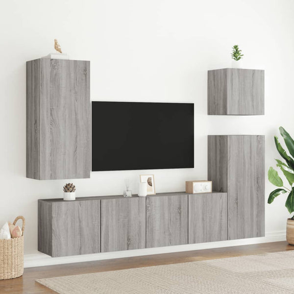 Grauer TV-Schrank zur Wandmontage Kincsnicom 80x30x41cm (2 Stück)