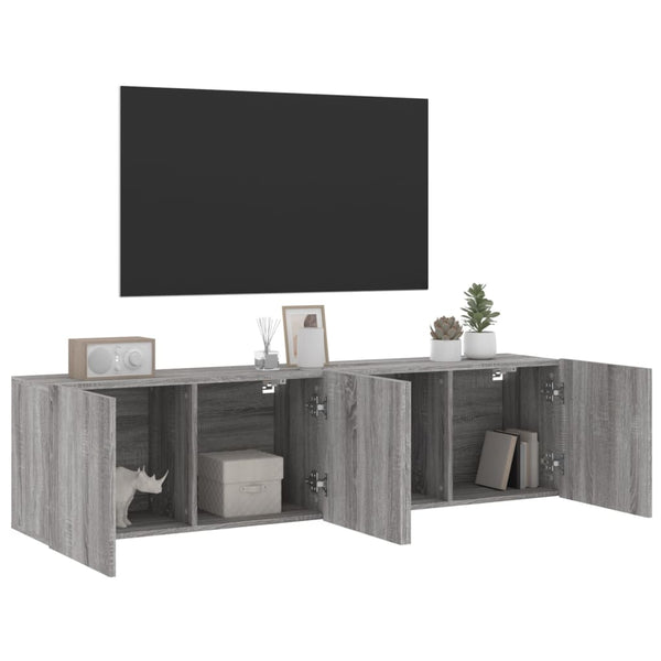 Grauer TV-Schrank zur Wandmontage Kincsnicom 80x30x41cm (2 Stück)