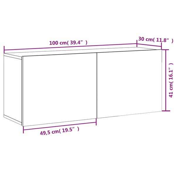Betoninharmaa tv-kaappi seinäkiinnitettävä Kincsnicom 100x30x41cm