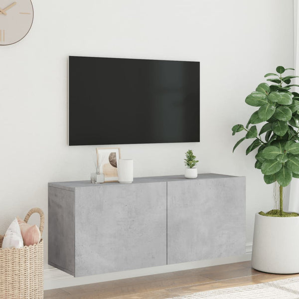 Betoninharmaa tv-kaappi seinäkiinnitettävä Kincsnicom 100x30x41cm