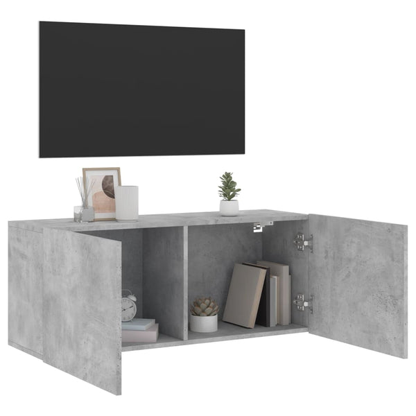 Betoninharmaa tv-kaappi seinäkiinnitettävä Kincsnicom 100x30x41cm