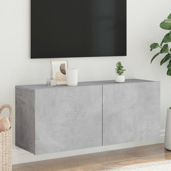 Betoninharmaa tv-kaappi seinäkiinnitettävä Kincsnicom 100x30x41cm