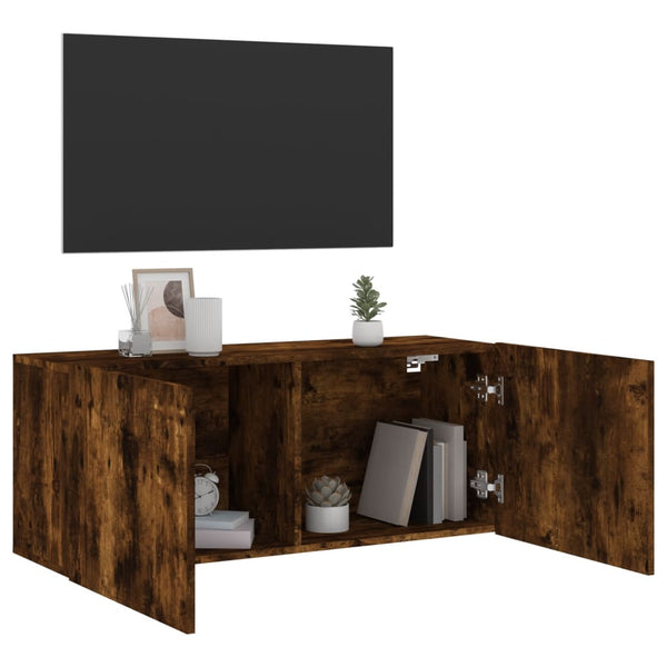 TV-Schrank Räuchereiche Kincsnicom 100x30x41cm (wandmontierbar)