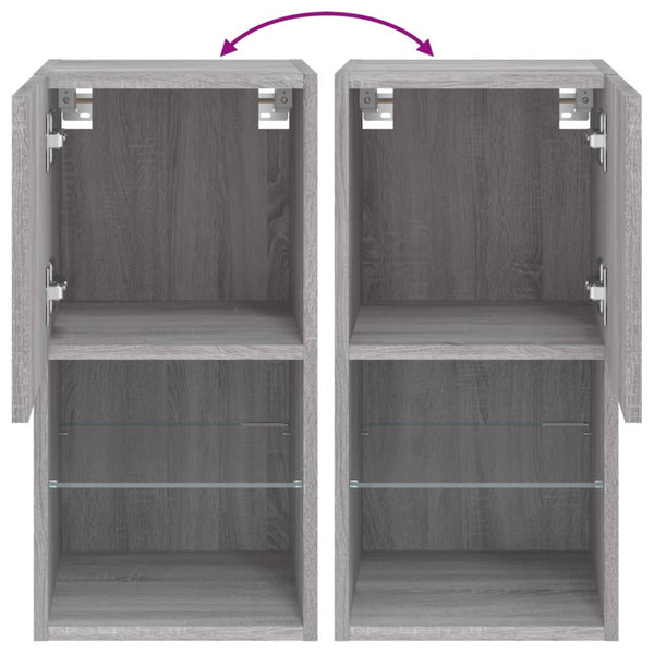 Grauer TV-Schrank Misu 30,5x30x60cm (mit LED-Beleuchtung Sonoma)