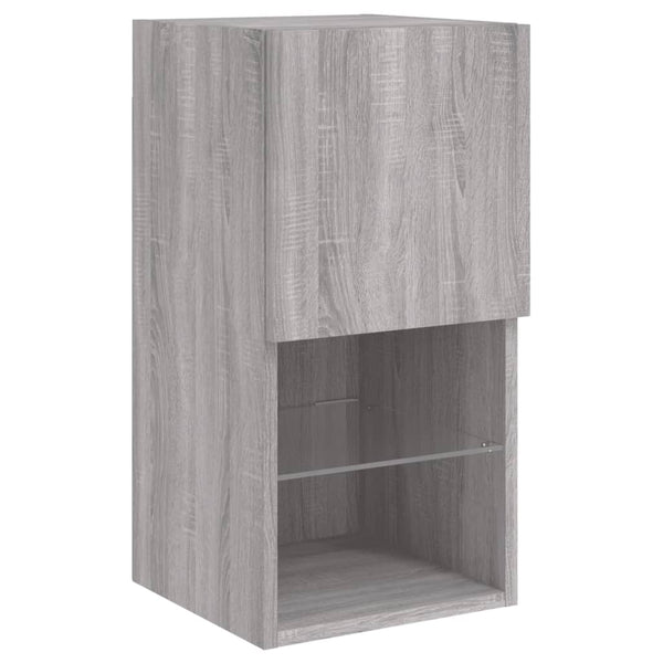 Grauer TV-Schrank Misu 30,5x30x60cm (mit LED-Beleuchtung Sonoma)