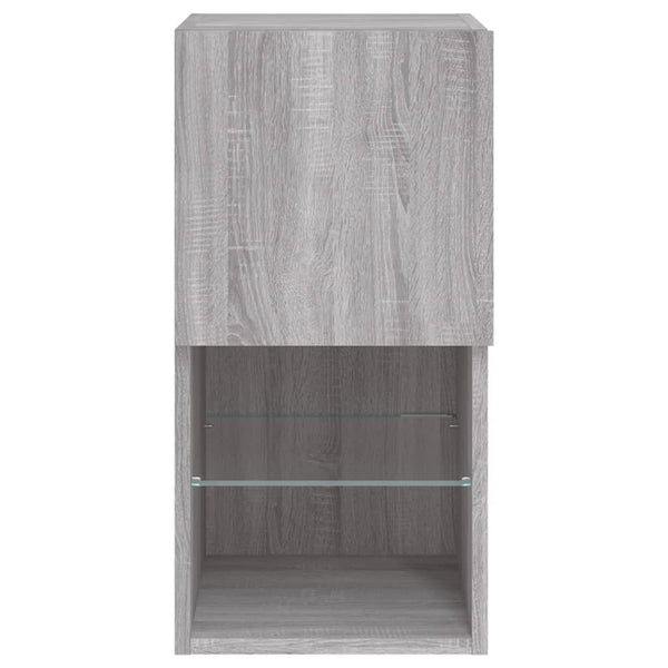 Grauer TV-Schrank Misu 30,5x30x60cm (mit LED-Beleuchtung Sonoma)