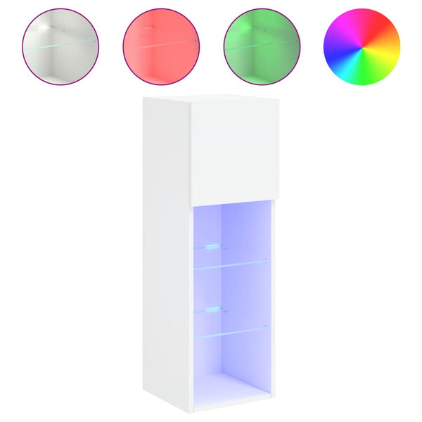 Weißer TV-Schrank mit LED-Beleuchtung Misu 30,5x30x90cm