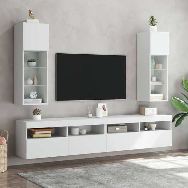 Weißer TV-Schrank mit LED-Beleuchtung Misu 30,5x30x90cm