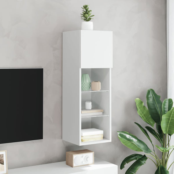 Weißer TV-Schrank mit LED-Beleuchtung Misu 30,5x30x90cm