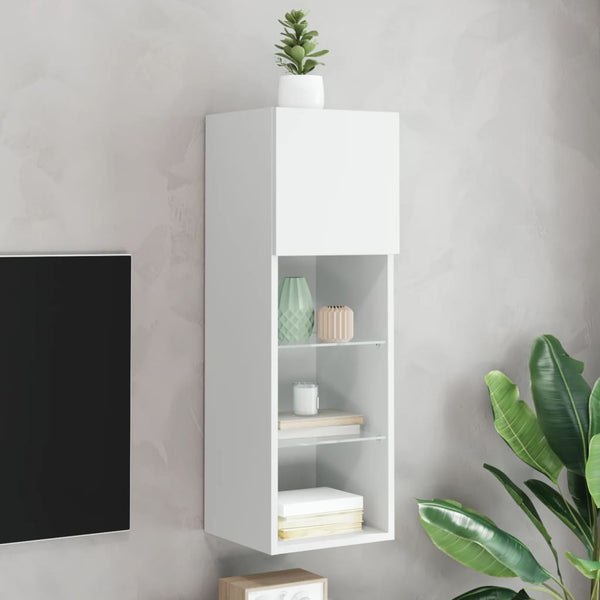 Weißer TV-Schrank mit LED-Beleuchtung Misu 30,5x30x90cm