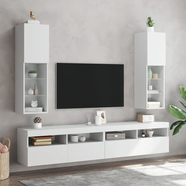 Weißer TV-Schrank mit LED-Beleuchtung Misu 30,5x30x102cm
