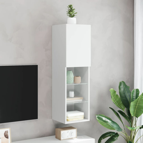 Weißer TV-Schrank mit LED-Beleuchtung Misu 30,5x30x102cm