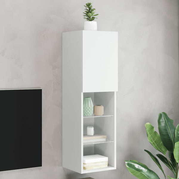 Weißer TV-Schrank mit LED-Beleuchtung Misu 30,5x30x102cm