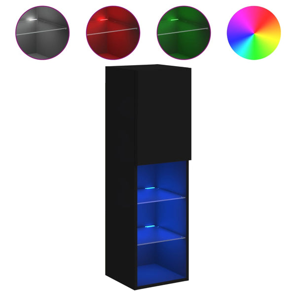 Schwarzes TV-Möbel Misu mit LED-Beleuchtung 30,5x30x102cm