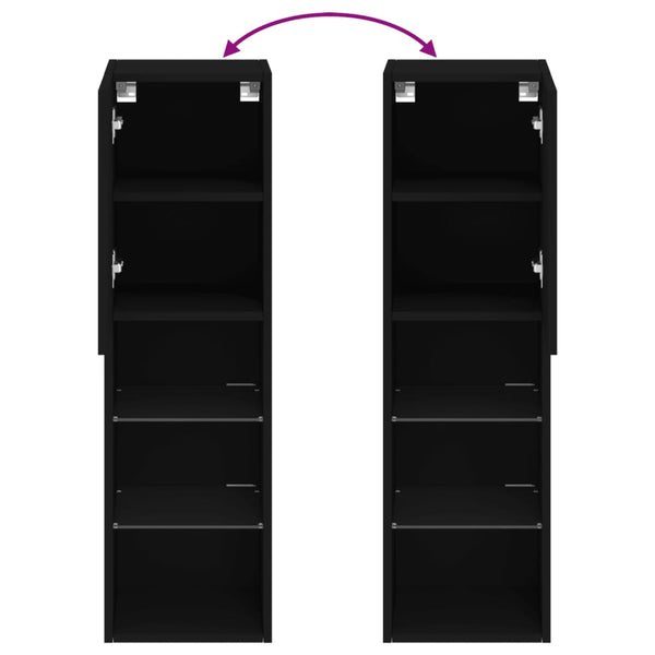Schwarzes TV-Möbel Misu mit LED-Beleuchtung 30,5x30x102cm