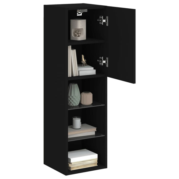 Schwarzes TV-Möbel Misu mit LED-Beleuchtung 30,5x30x102cm