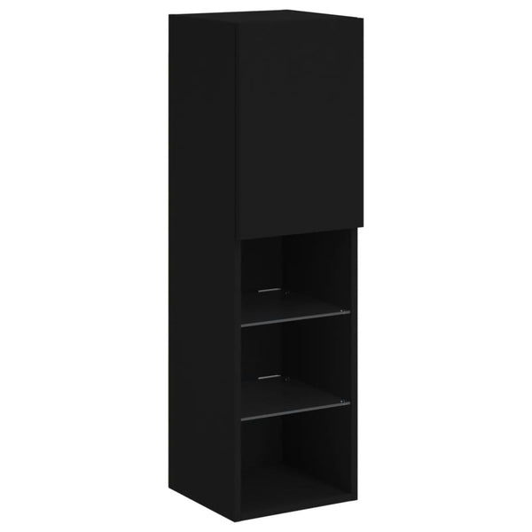 Schwarzes TV-Möbel Misu mit LED-Beleuchtung 30,5x30x102cm