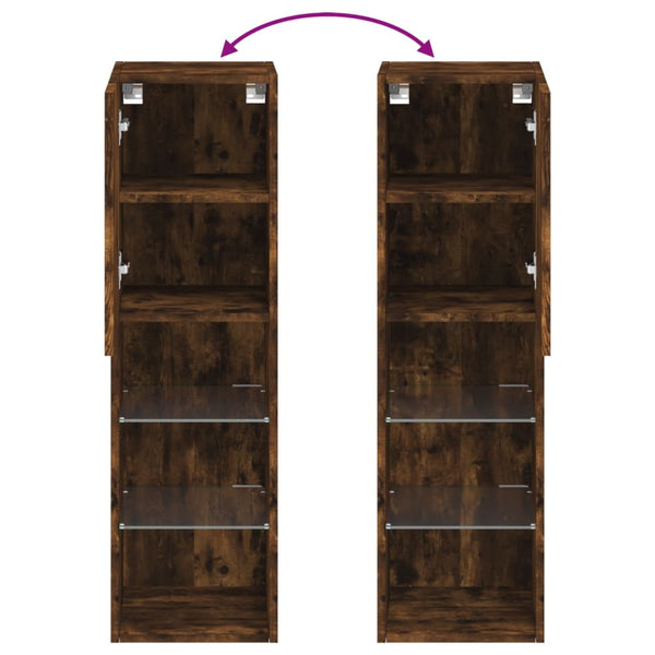 Räuchereiche TV-Schrank mit LED-Beleuchtung Misu 30,5x30x102cm
