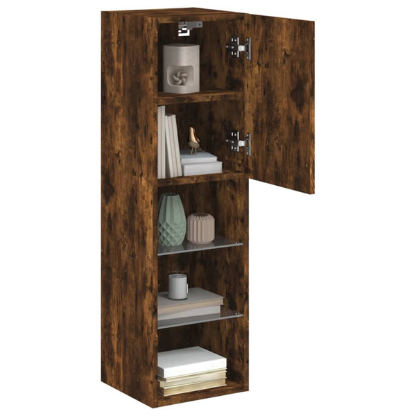 Räuchereiche TV-Schrank mit LED-Beleuchtung Misu 30,5x30x102cm