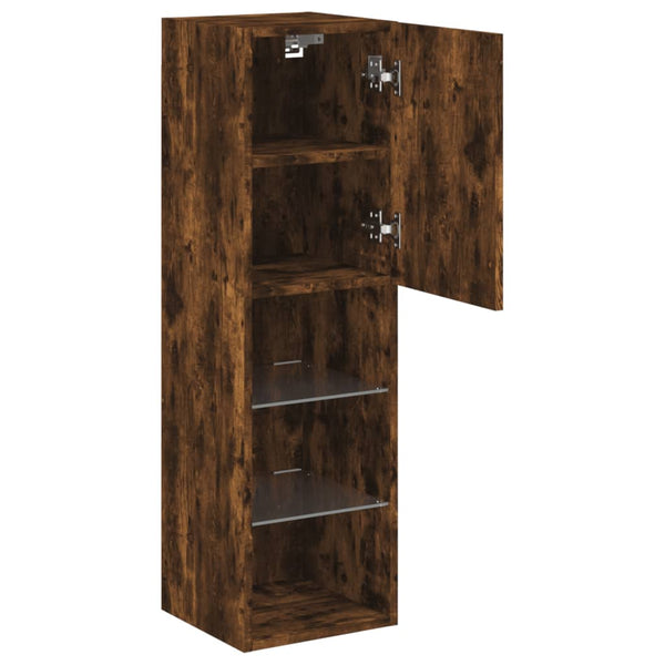 Räuchereiche TV-Schrank mit LED-Beleuchtung Misu 30,5x30x102cm