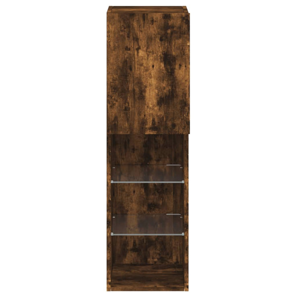 Räuchereiche TV-Schrank mit LED-Beleuchtung Misu 30,5x30x102cm