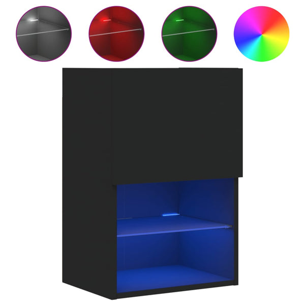 Musta tv-taso led-valoilla Misu 40,5x30x60cm