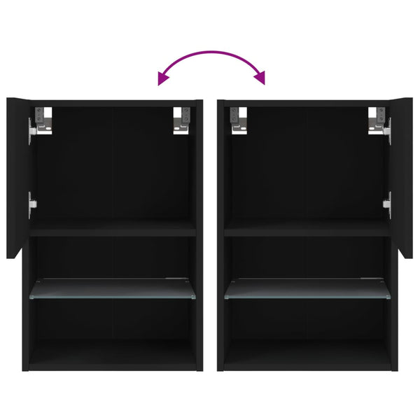 Musta tv-taso led-valoilla Misu 40,5x30x60cm