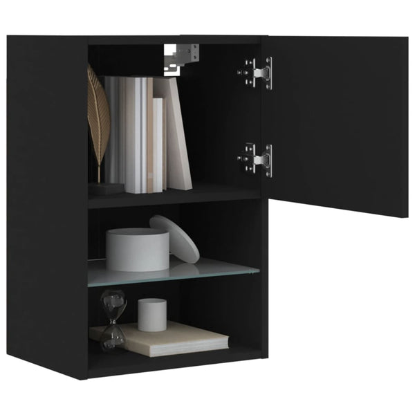 Musta tv-taso led-valoilla Misu 40,5x30x60cm