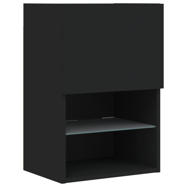 Musta tv-taso led-valoilla Misu 40,5x30x60cm