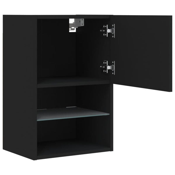 Musta tv-taso led-valoilla Misu 40,5x30x60cm